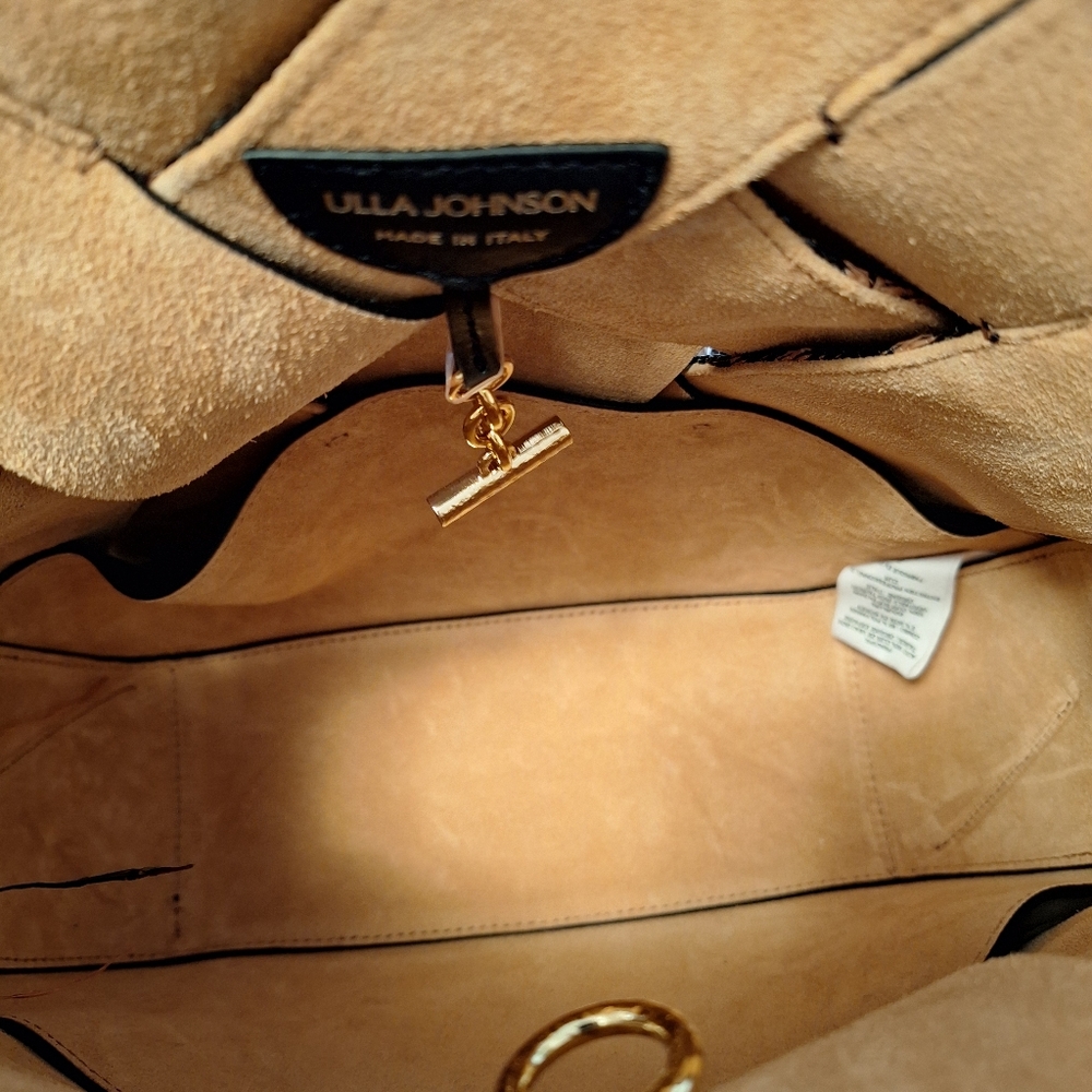 Ulla Johnson Charlotte fringe black & tapir shoulder bag with suede lining - Picture 9 of 15
